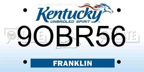 9OBR56 Kentucky License Plate