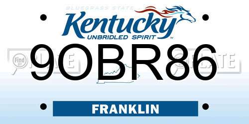 9OBR86 Kentucky License Plate