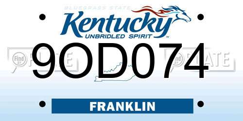 9OD074 Kentucky License Plate