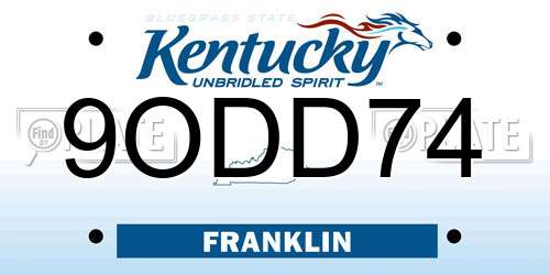 9ODD74 Kentucky License Plate