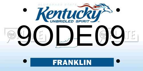 9ODE09 Kentucky License Plate