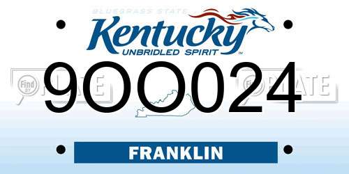 9OO024 Kentucky License Plate