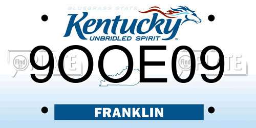 9OOE09 Kentucky License Plate