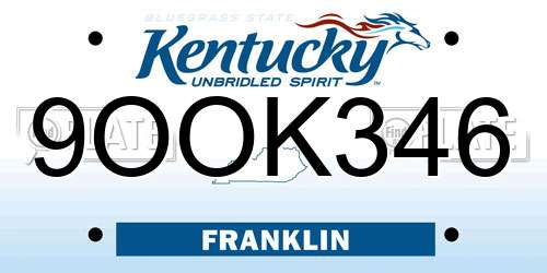 9OOK346 Kentucky License Plate