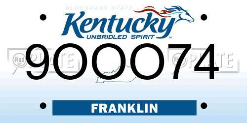 9OOO74 Kentucky License Plate