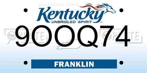 9OOQ74 Kentucky License Plate