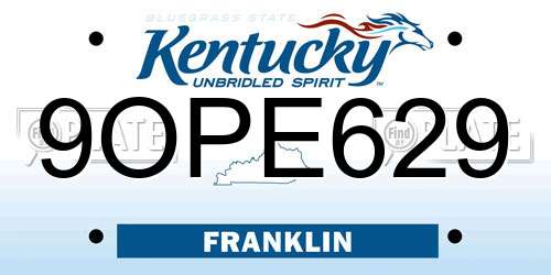 9OPE629 Kentucky License Plate