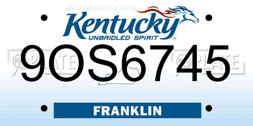 9OS6745 Kentucky License Plate