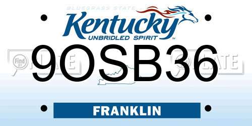 9OSB36 Kentucky License Plate