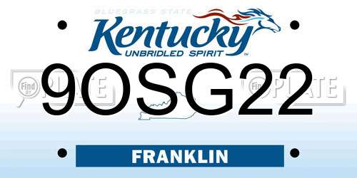 9OSG22 Kentucky License Plate