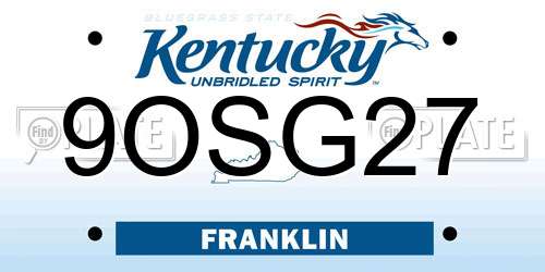 9OSG27 Kentucky License Plate