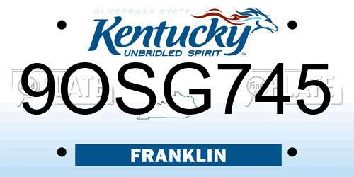 9OSG745 Kentucky License Plate