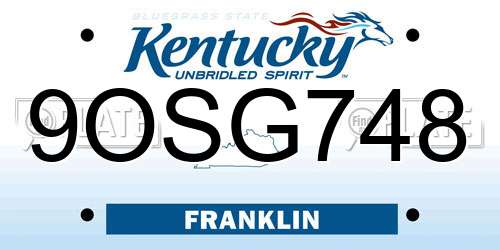 9OSG748 Kentucky License Plate