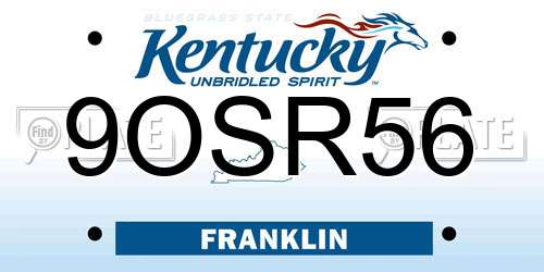 9OSR56 Kentucky License Plate