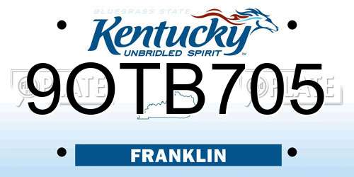 9OTB705 Kentucky License Plate
