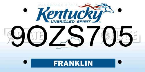 9OZS705 Kentucky License Plate