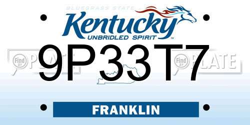 9P33T7 Kentucky License Plate