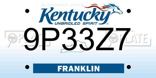 9P33Z7 Kentucky License Plate