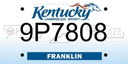 9P7808 Kentucky License Plate