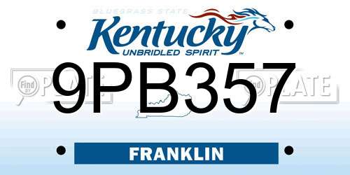 9PB357 Kentucky License Plate