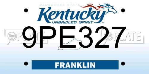 9PE327 Kentucky License Plate