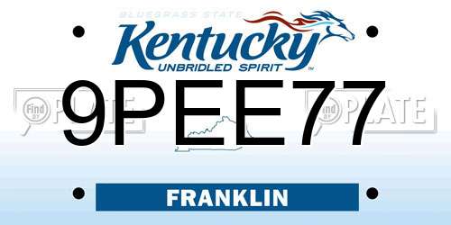 9PEE77 Kentucky License Plate