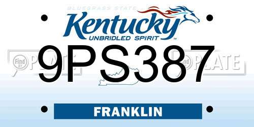 9PS387 Kentucky License Plate