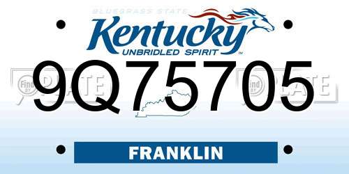 9Q75705 Kentucky License Plate
