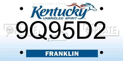 9Q95D2 Kentucky License Plate