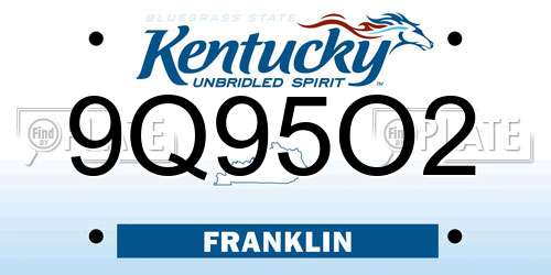 9Q95O2 Kentucky License Plate