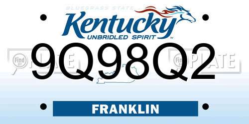 9Q98Q2 Kentucky License Plate