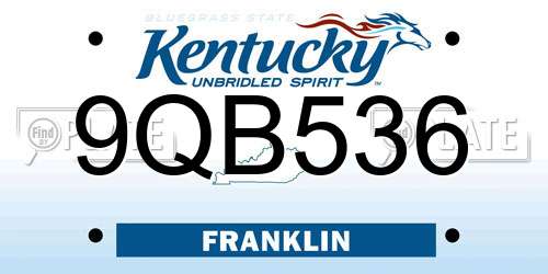 9QB536 Kentucky License Plate