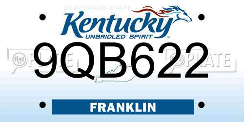 9QB622 Kentucky License Plate