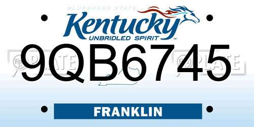 9QB6745 Kentucky License Plate