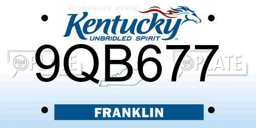 9QB677 Kentucky License Plate