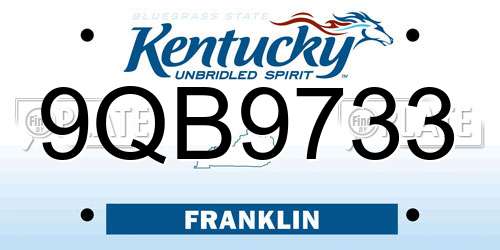 9QB9733 Kentucky License Plate