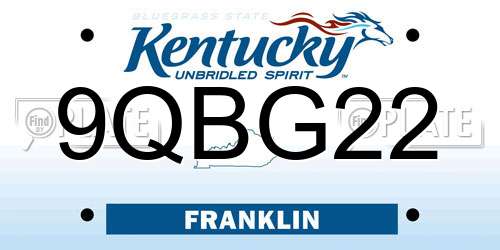 9QBG22 Kentucky License Plate