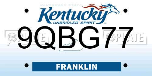9QBG77 Kentucky License Plate