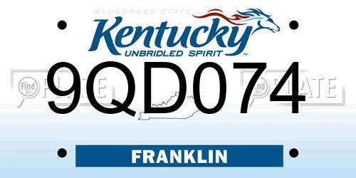 9QD074 Kentucky License Plate