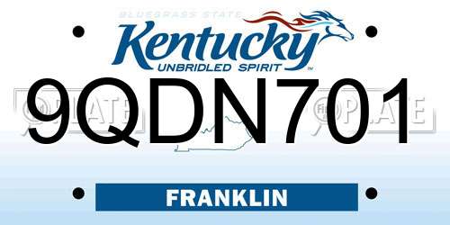 9QDN701 Kentucky License Plate