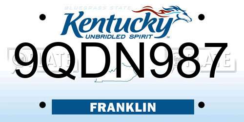 9QDN987 Kentucky License Plate