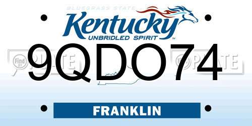 9QDO74 Kentucky License Plate