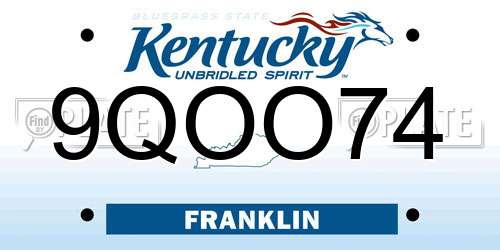 9QOO74 Kentucky License Plate