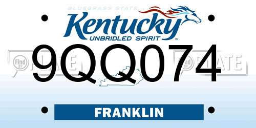 9QQ074 Kentucky License Plate