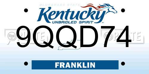 9QQD74 Kentucky License Plate