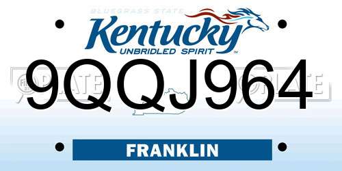 9QQJ964 Kentucky License Plate