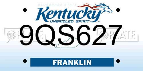 9QS627 Kentucky License Plate