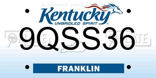 9QSS36 Kentucky License Plate