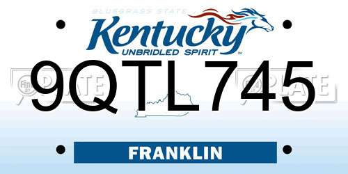 9QTL745 Kentucky License Plate