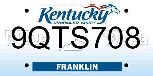9QTS708 Kentucky License Plate